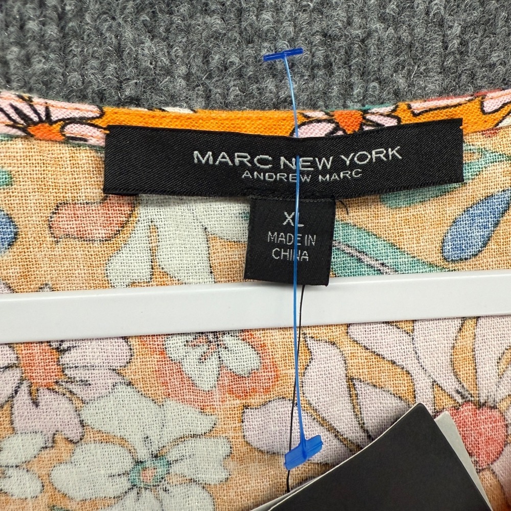 Marc New York Andrew Marc Top Womens XL Floral Linen Blend Garden Summer Resort - Picture 5 of 8